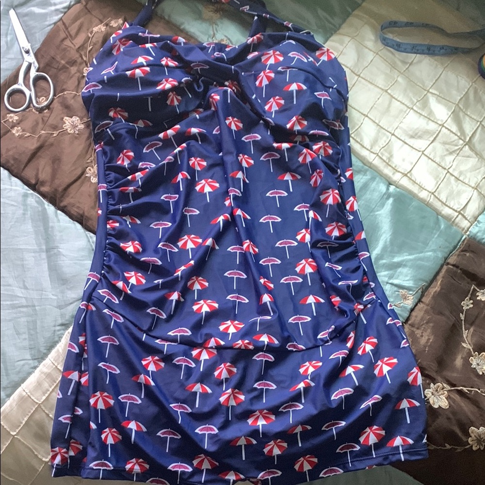 Stylish Navy Umbrella Print Women's Maternity swimsuit